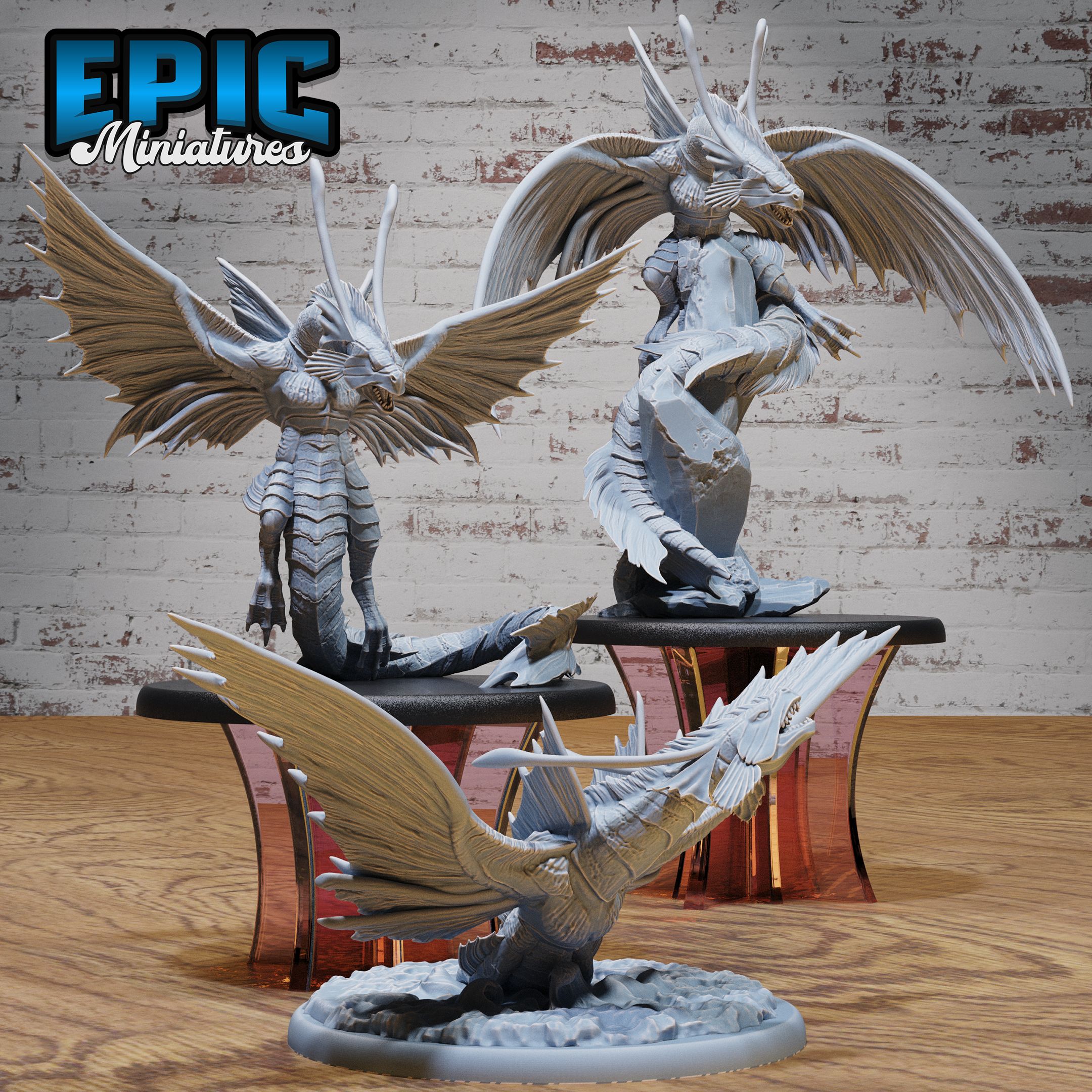 Ocean Wyvern Set / Dragon Sea Serpent Hybrid / Bulky Water Monster / Fantasy Drake Army / Underwater Reptile Creature / Draconic Aqua Mount / Ancient Fable Beast / Winged Evil Swimmer Encounter